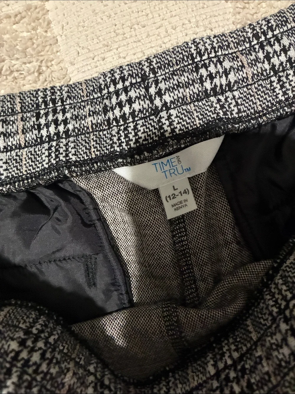 Time and Tru Black & Gray Plaid Straight Leg Pants